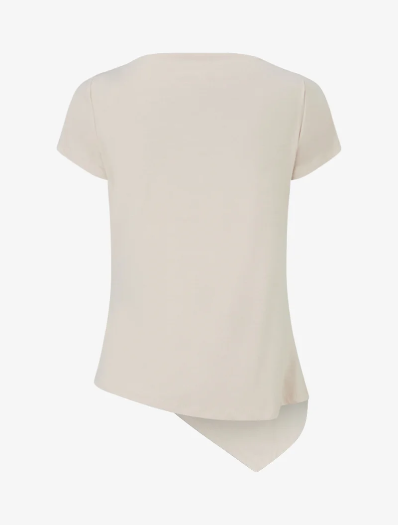 Top asymétrique à manches courtes - Beige