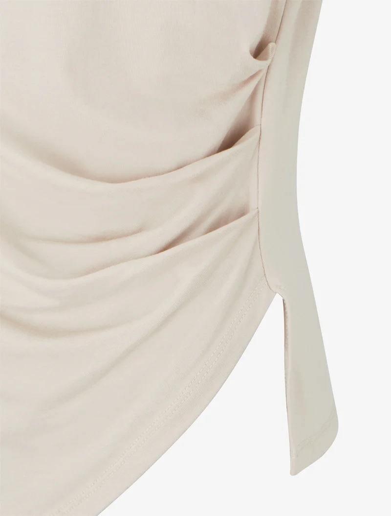 Top asymétrique à manches courtes - Beige