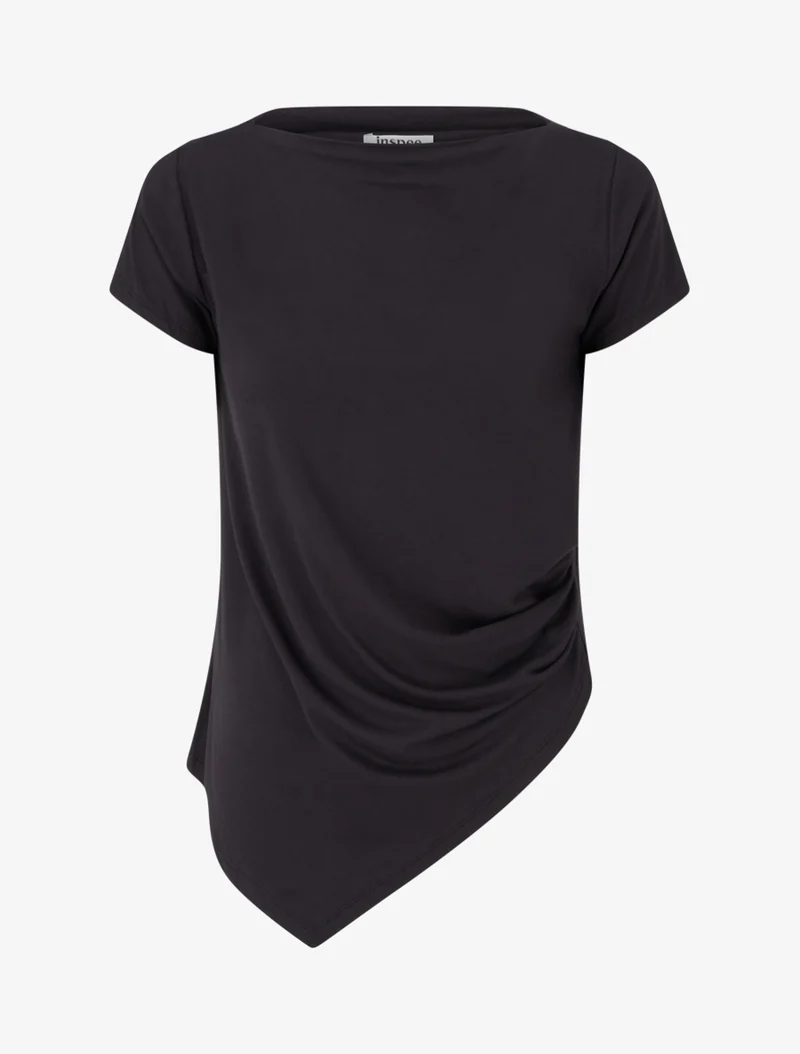 Top asymétrique à manches courtes - Noir