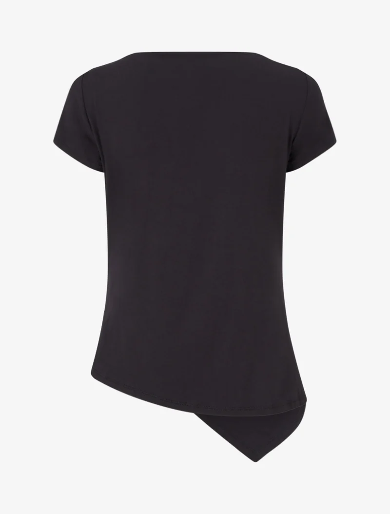 Top asymétrique à manches courtes - Noir