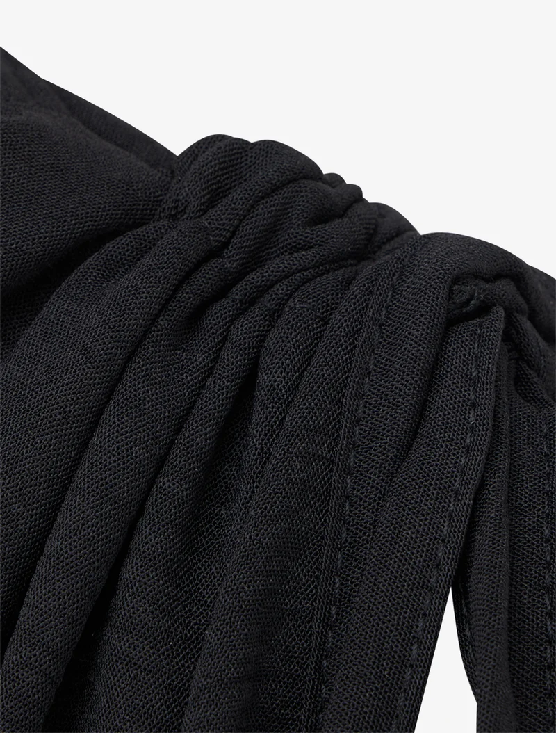 Robe unie à empiècement bijou à la taille - Noir
