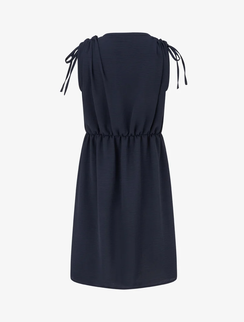 Robe unie à empiècement bijou à la taille - Marine