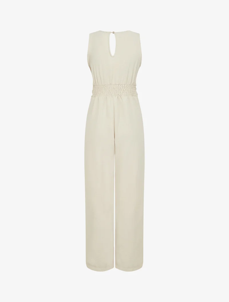Combinaison sans manches à ceinture torsadée - Beige