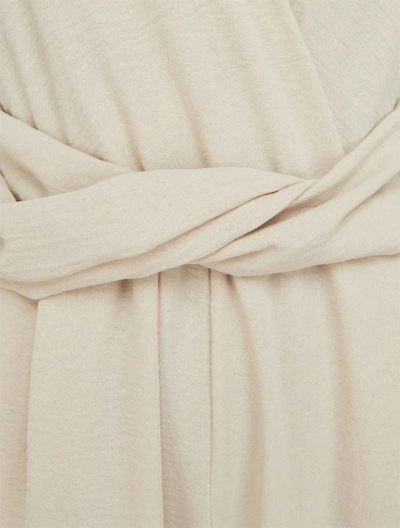 Combinaison sans manches à ceinture torsadée - Beige