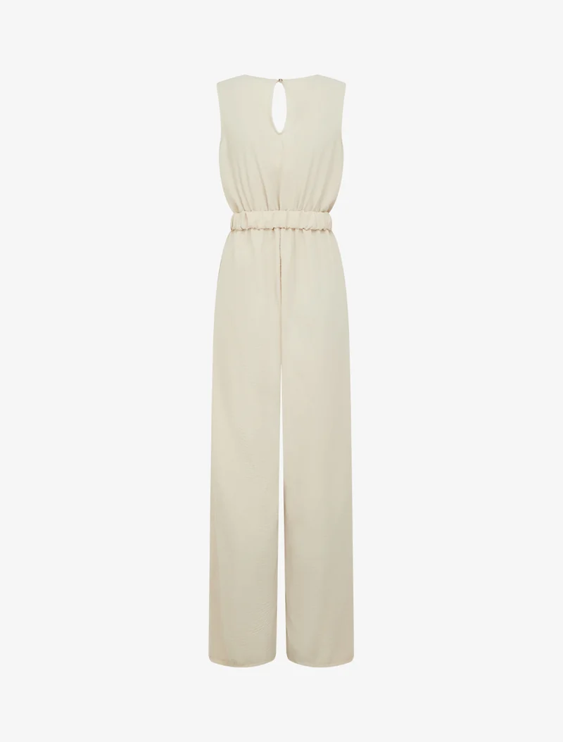 Combinaison sans manches à ceinture - Beige