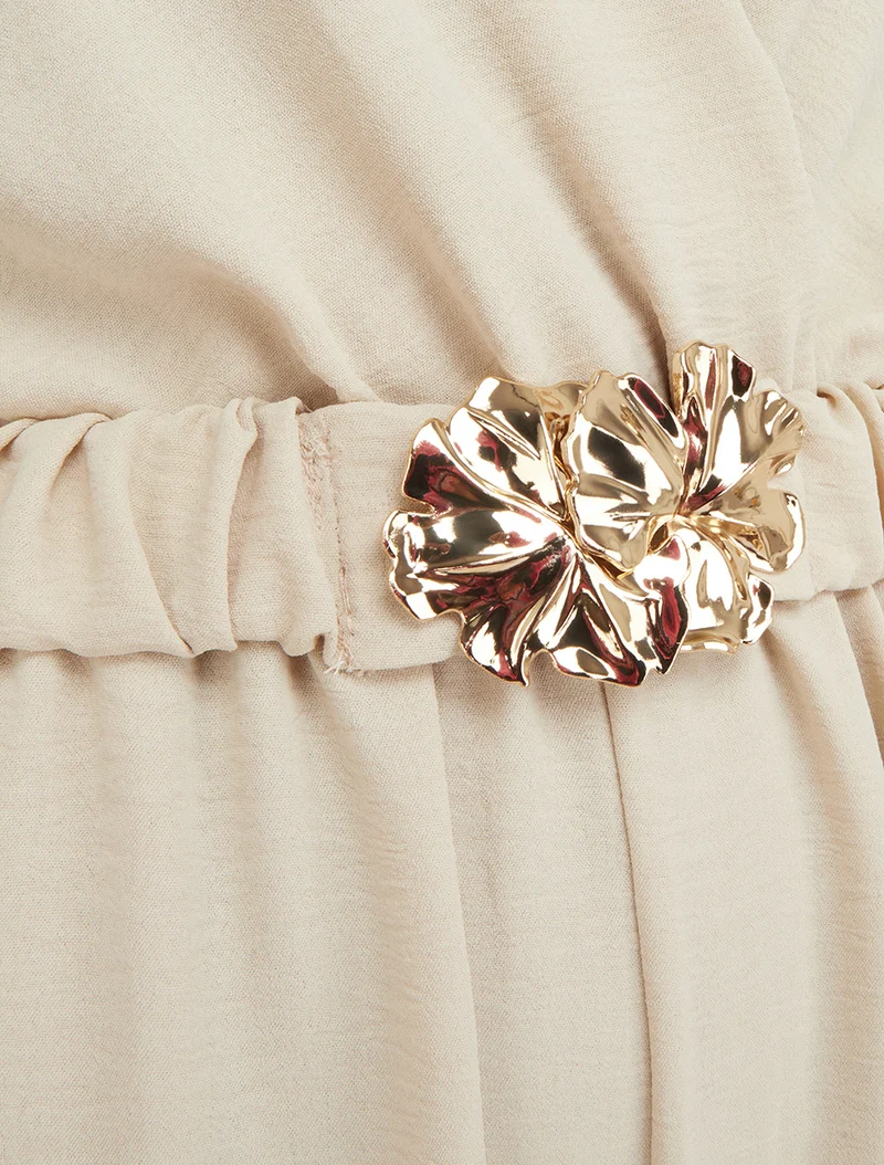 Combinaison sans manches à ceinture - Beige