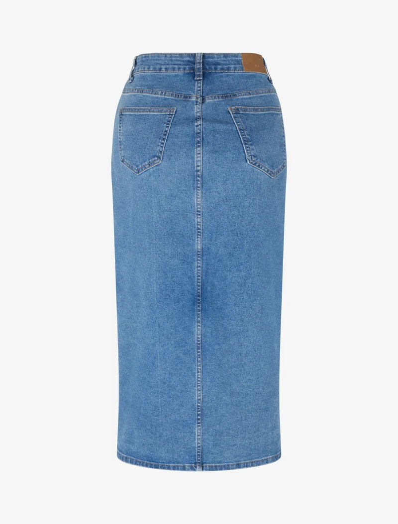 Jupe en jean fendue à l'avant - Bleu