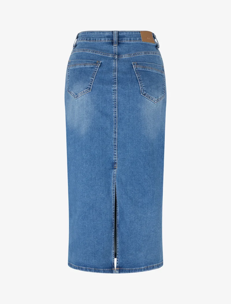 Jupe en jean fendue à l'arrière - Bleu