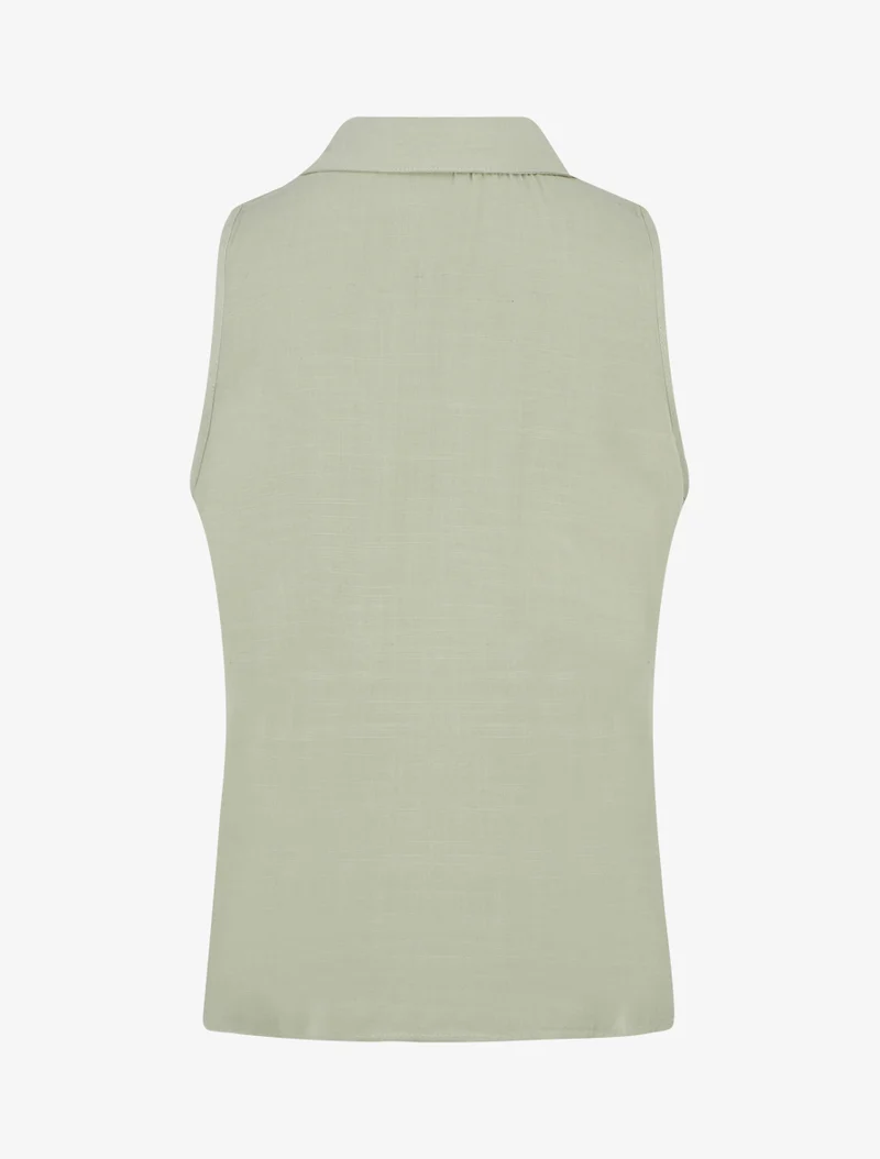 Chemisier sans manches à broderie floral - Vert amande