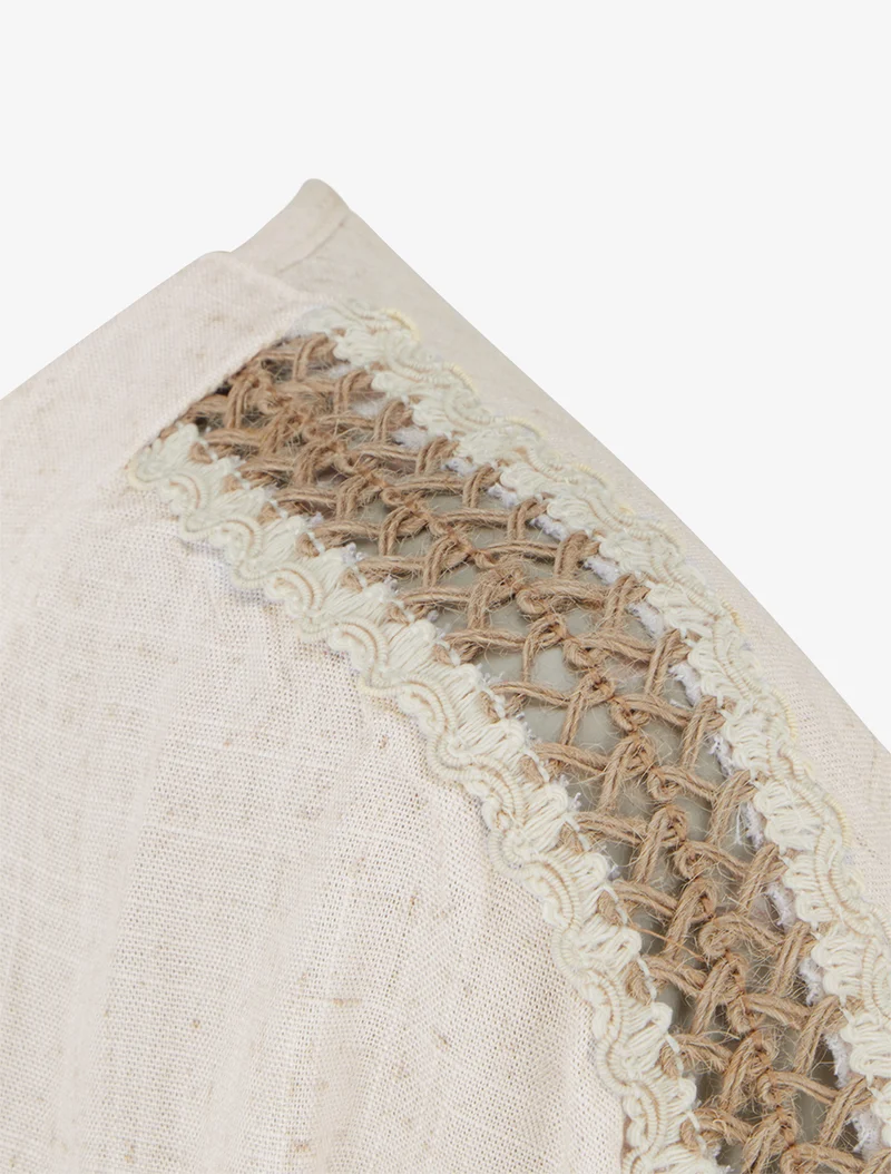 Top manches courtes à broderies ajourés - Crème