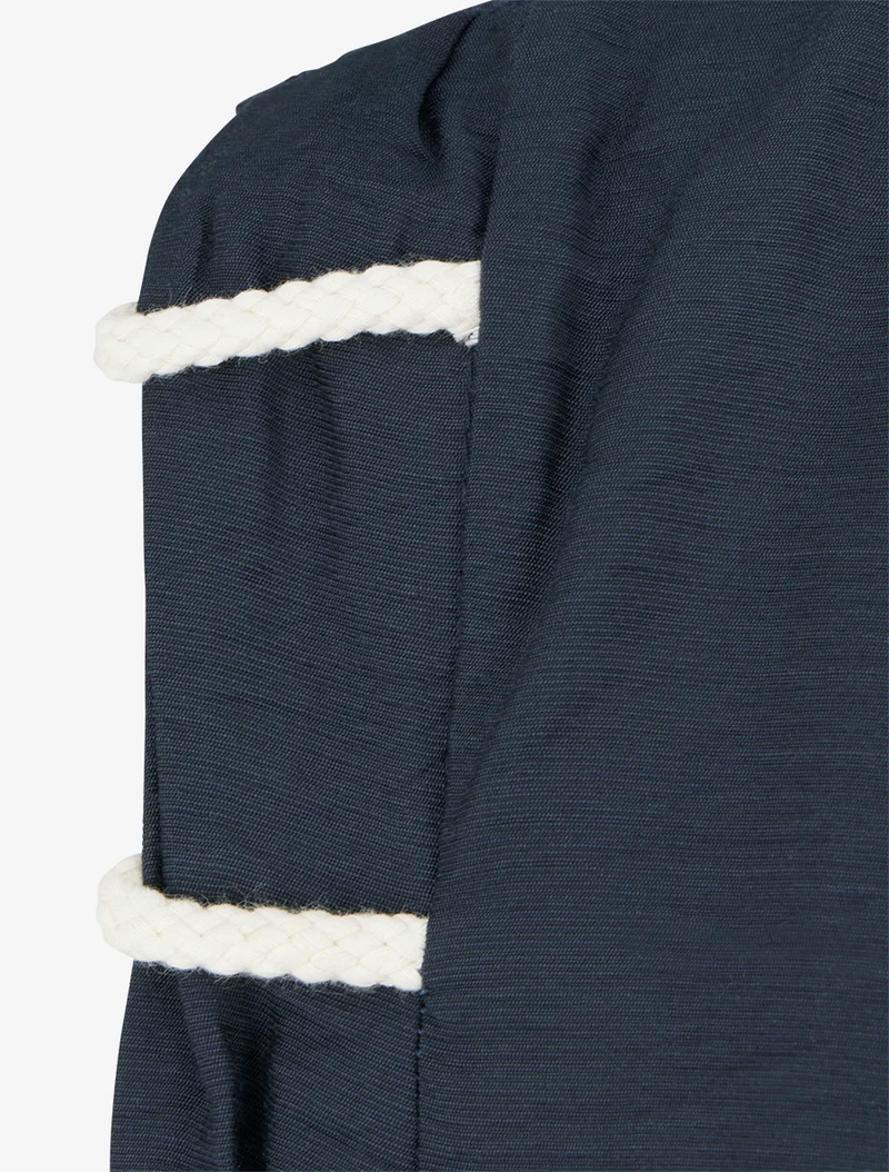 Top uni à détail effet cordes et broderies ajourés - Marine