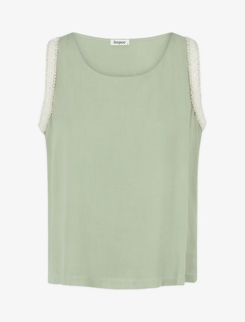 Top fluide uni sans manches - Vert amande