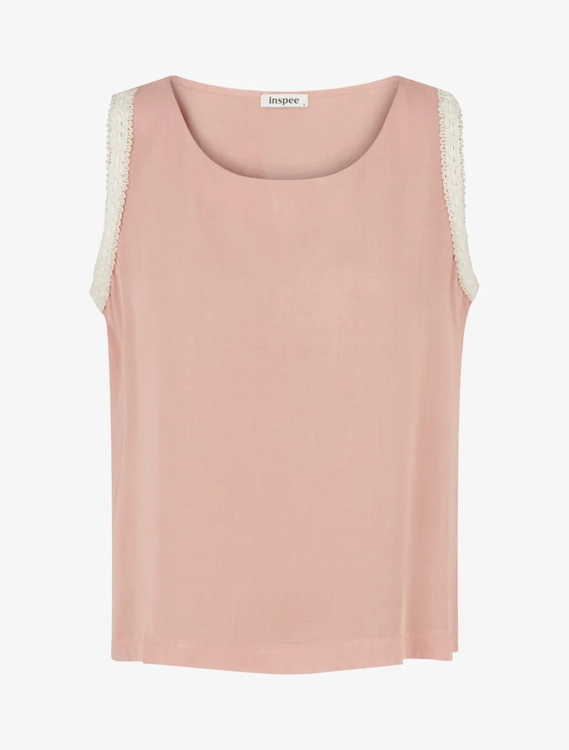 Top fluide uni sans manches - Rose