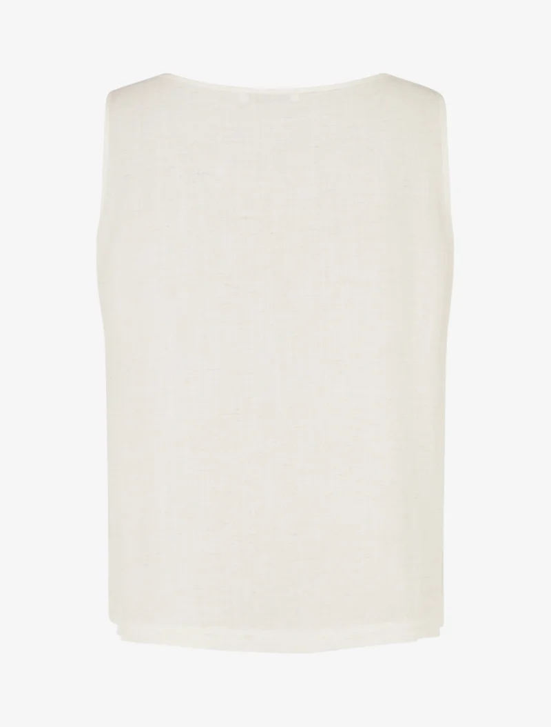 Top fluide uni sans manches - Crème