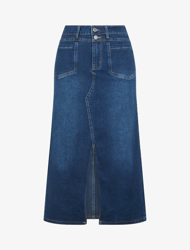 Jupe longue en jean coupe droite - Bleu