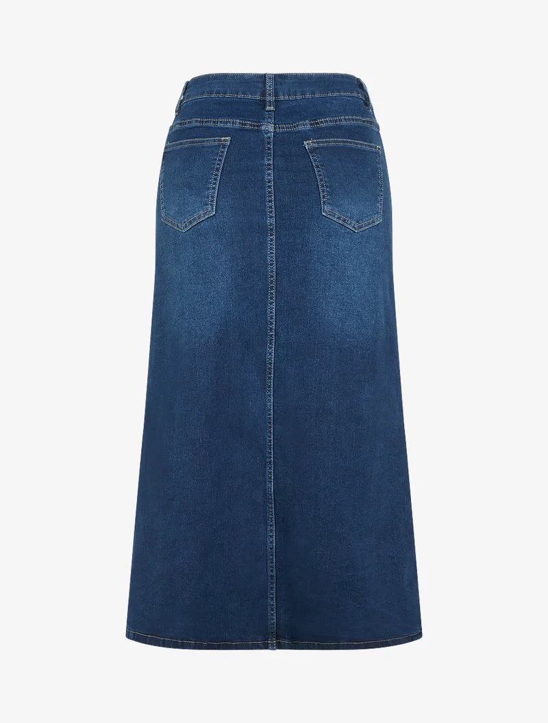 Jupe longue en jean coupe droite - Bleu