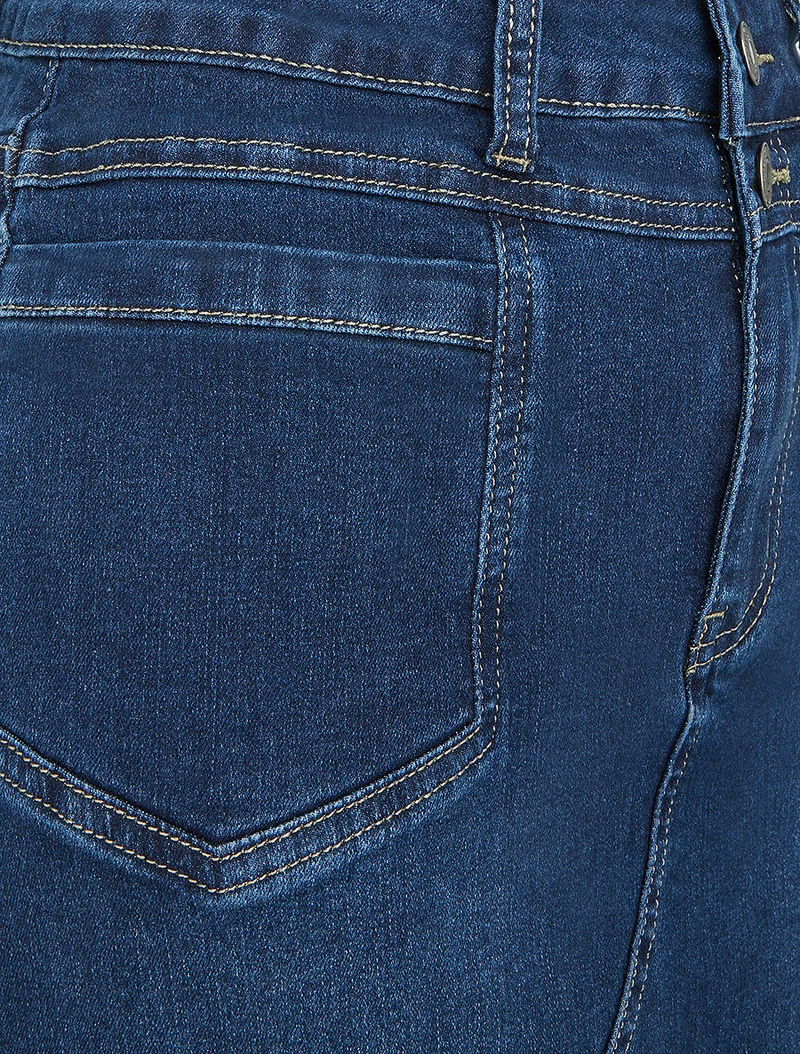 Jupe longue en jean coupe droite - Bleu
