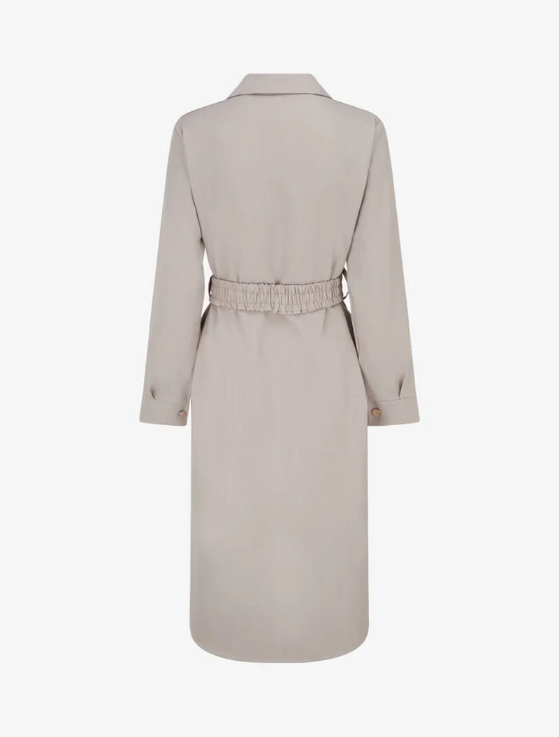 Robe chemise longue à poches décoratives - Gris clair