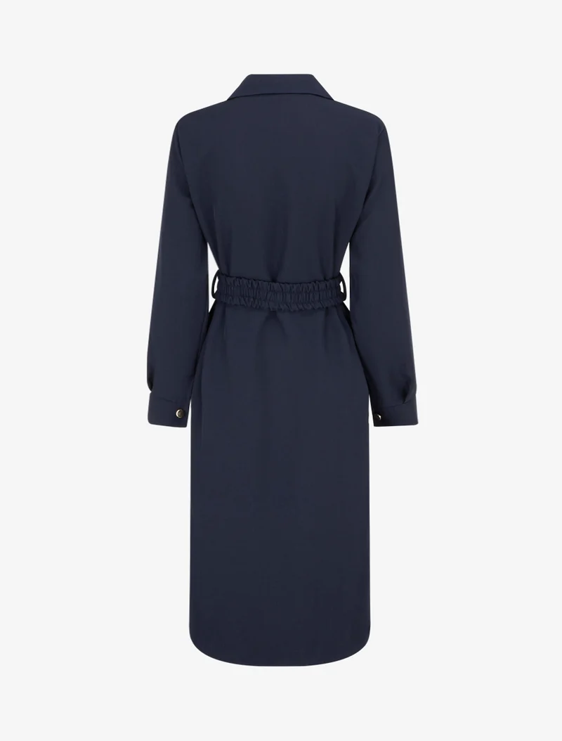 Robe chemise longue à poches décoratives - Marine