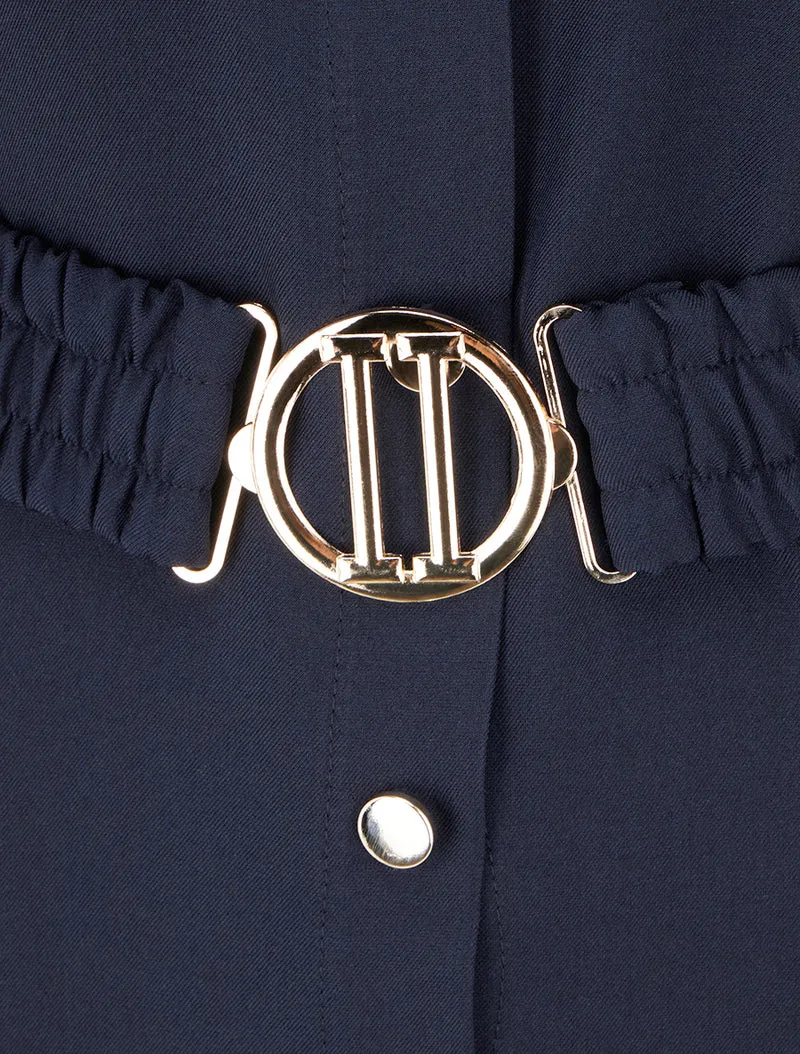 Robe chemise longue à poches décoratives - Marine
