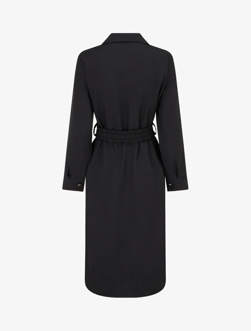 Robe chemise longue à poches décoratives - Noir