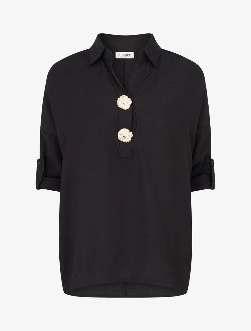 Blouse ample à broches métalliques - Noir