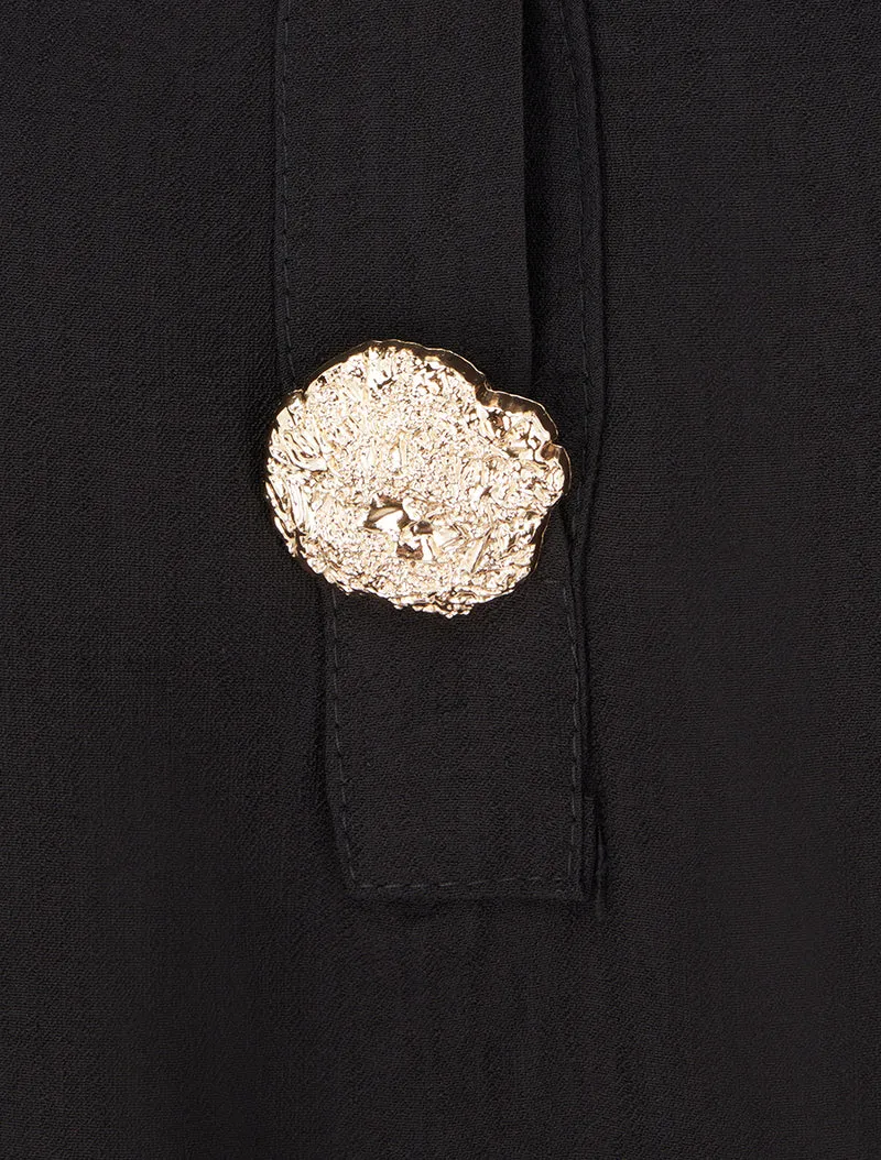 Blouse ample à broches métalliques - Noir