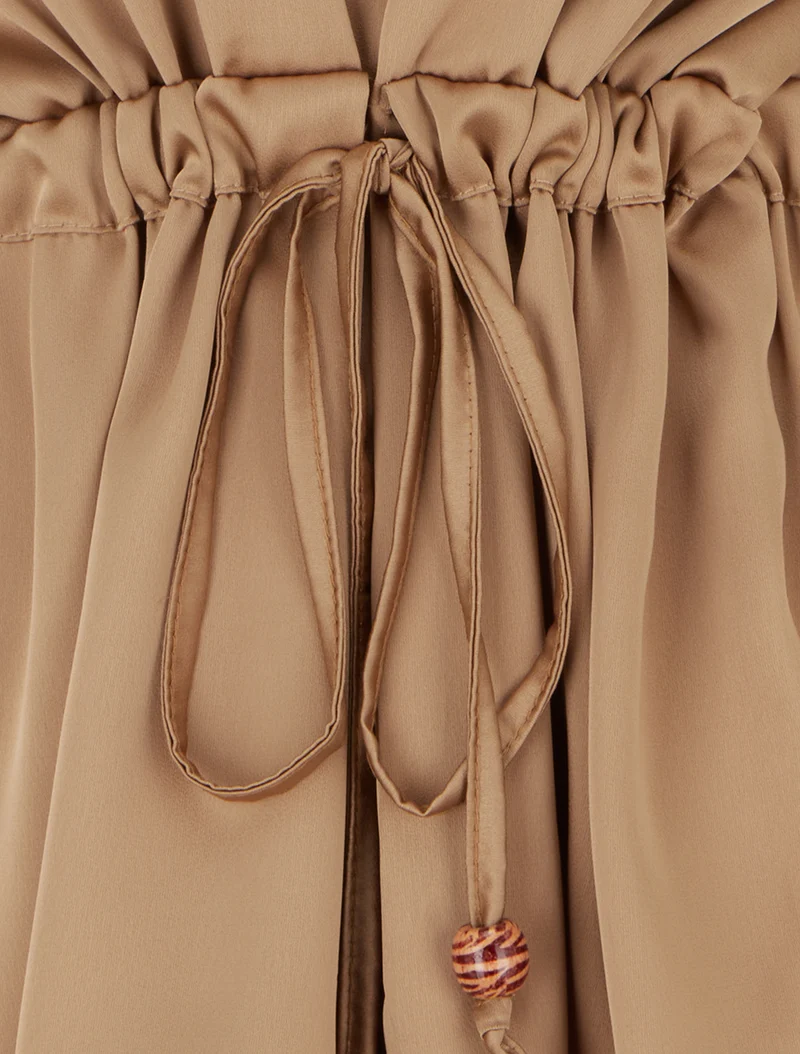 Chemise satinée ample à liens - Camel