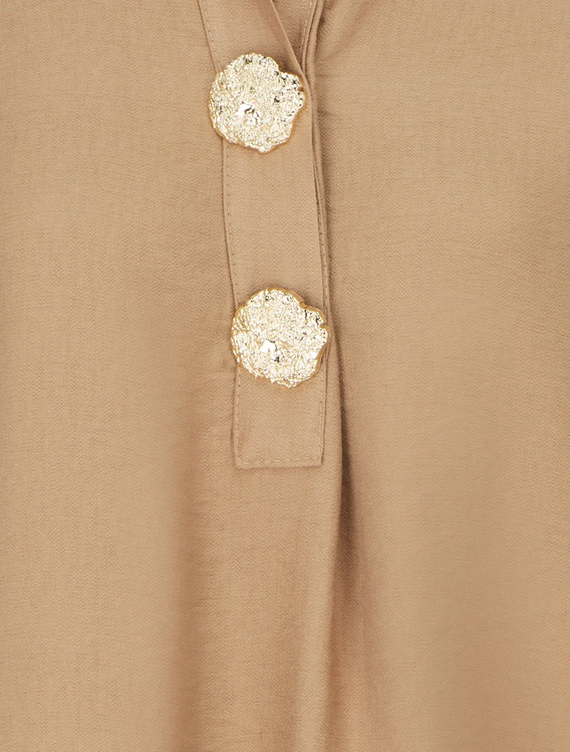 Blouse ample à broches métalliques - Camel