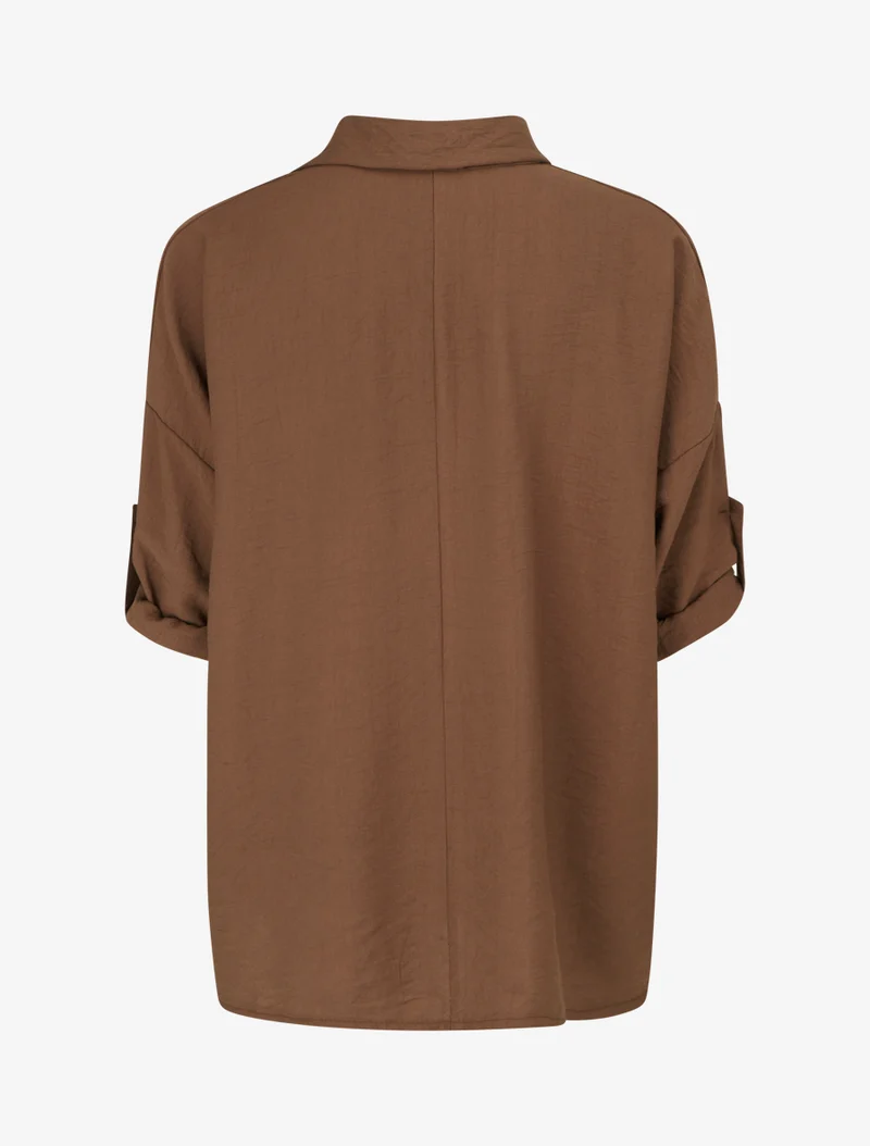Blouse ample à broches métalliques - Marron