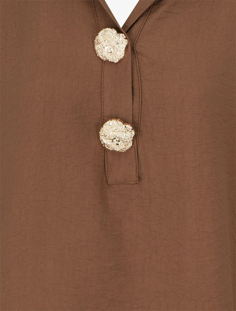 Blouse ample à broches métalliques - Marron