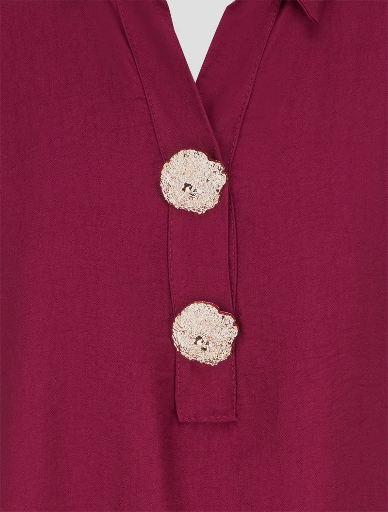 Blouse ample à broches métalliques - Lie de vin