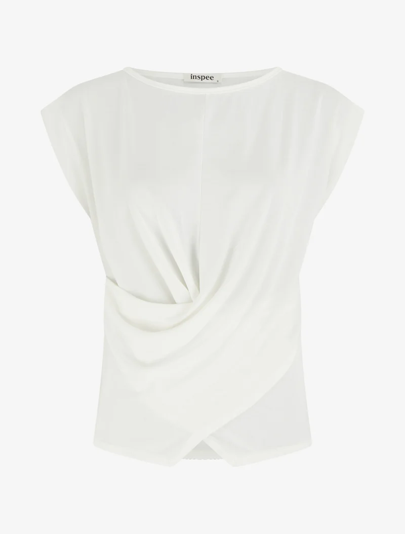 Top ajusté sans manches effet drapé - Blanc