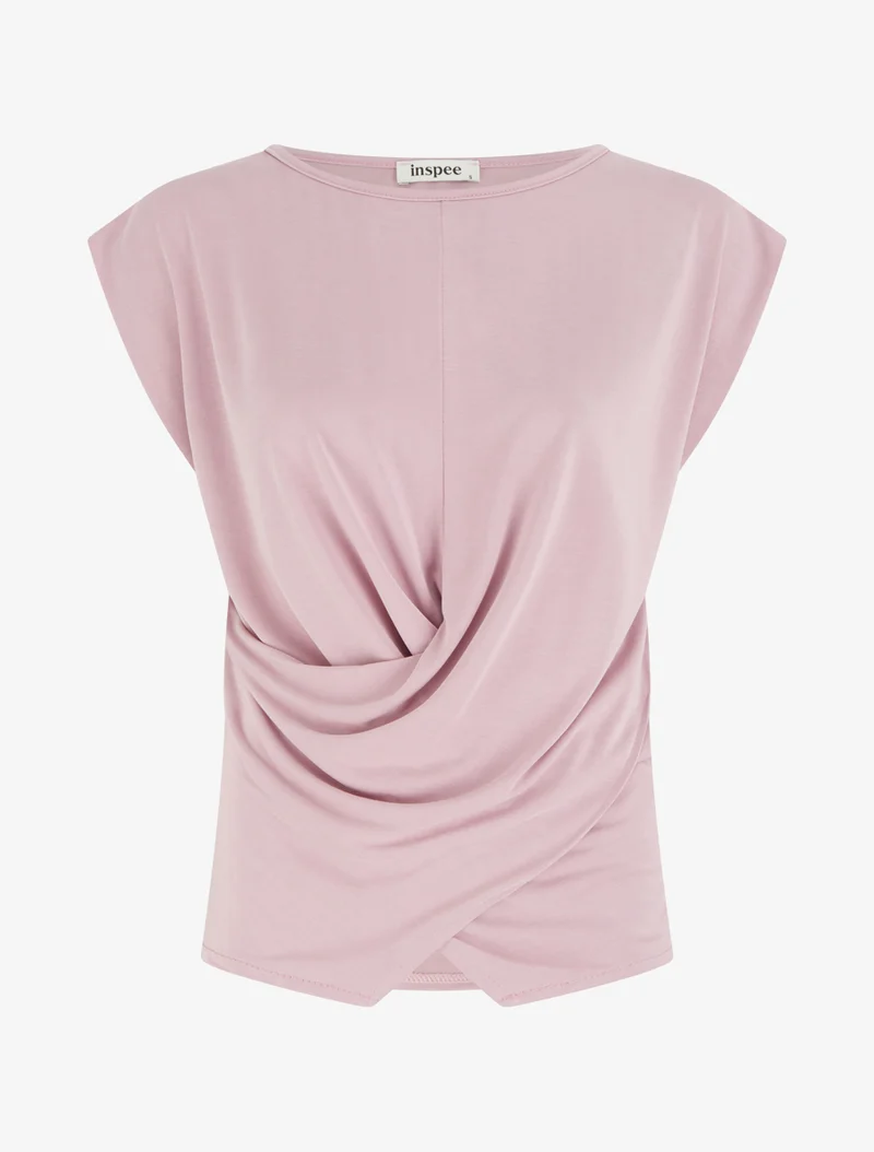 Top ajusté sans manches effet drapé - Rose