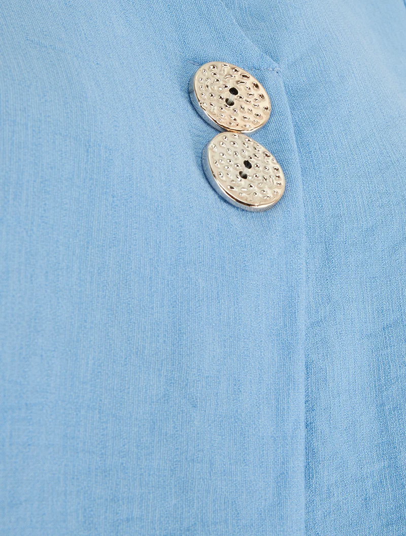 Top droit sans manches à boutons décoratifs - Bleu ciel
