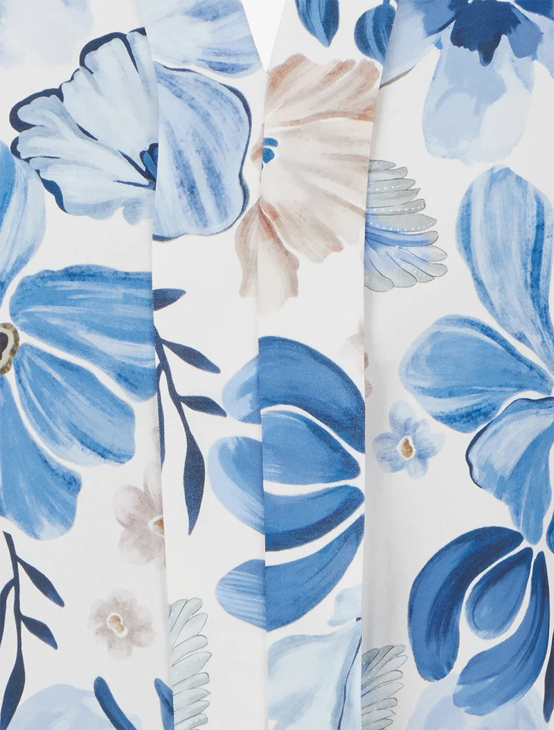 Top sans manches imprimé fleuri - Bleu