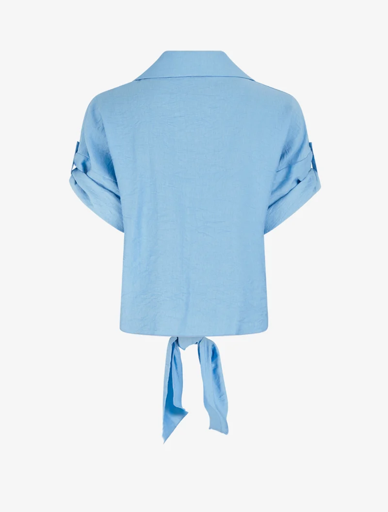 Chemise à nouer ample à manches courtes - Bleu ciel