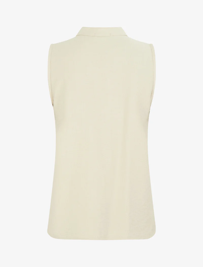 Top droit sans manches à boutons décoratifs - Beige