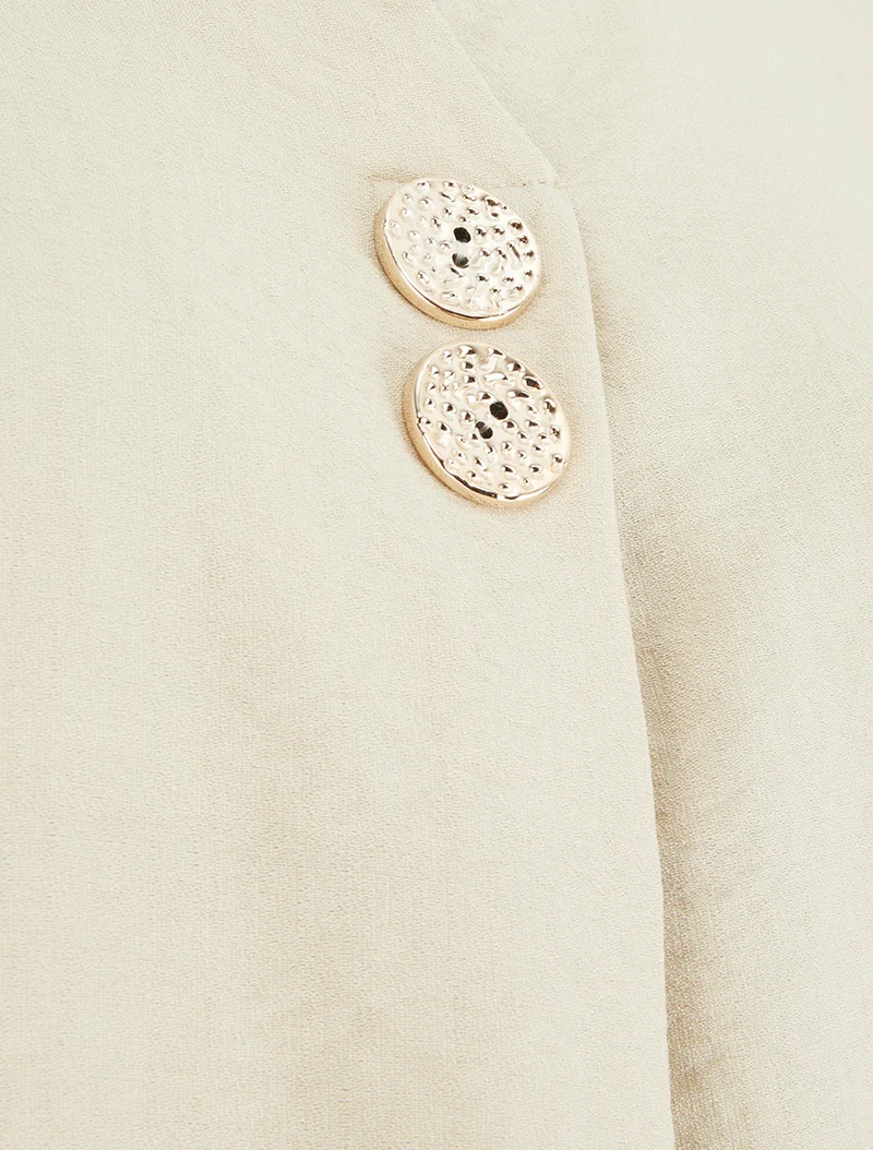 Top droit sans manches à boutons décoratifs - Beige