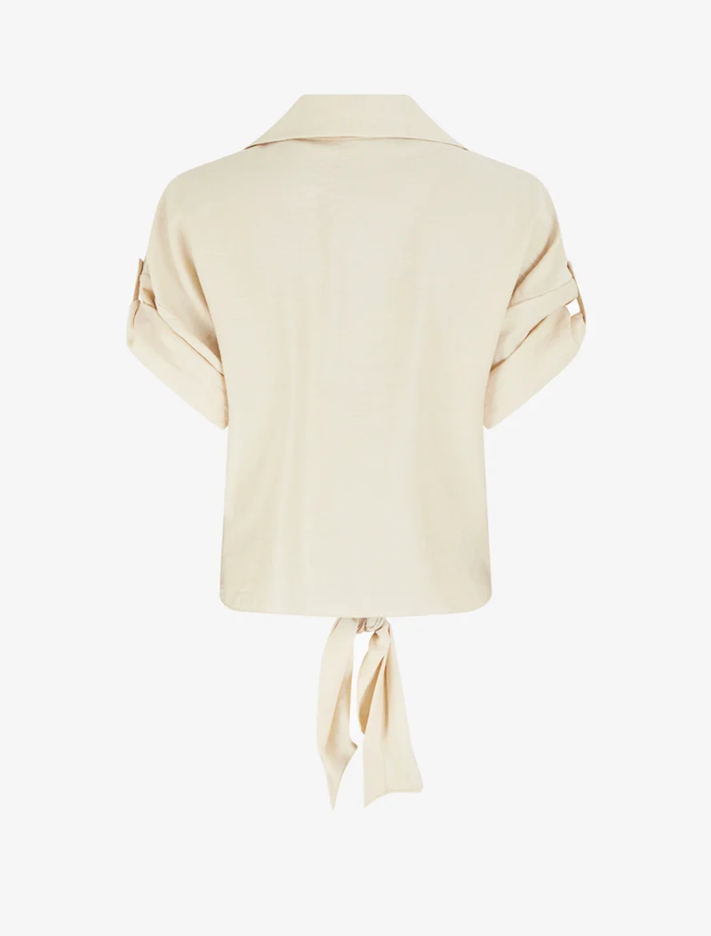 Chemise à nouer ample à manches courtes - Beige