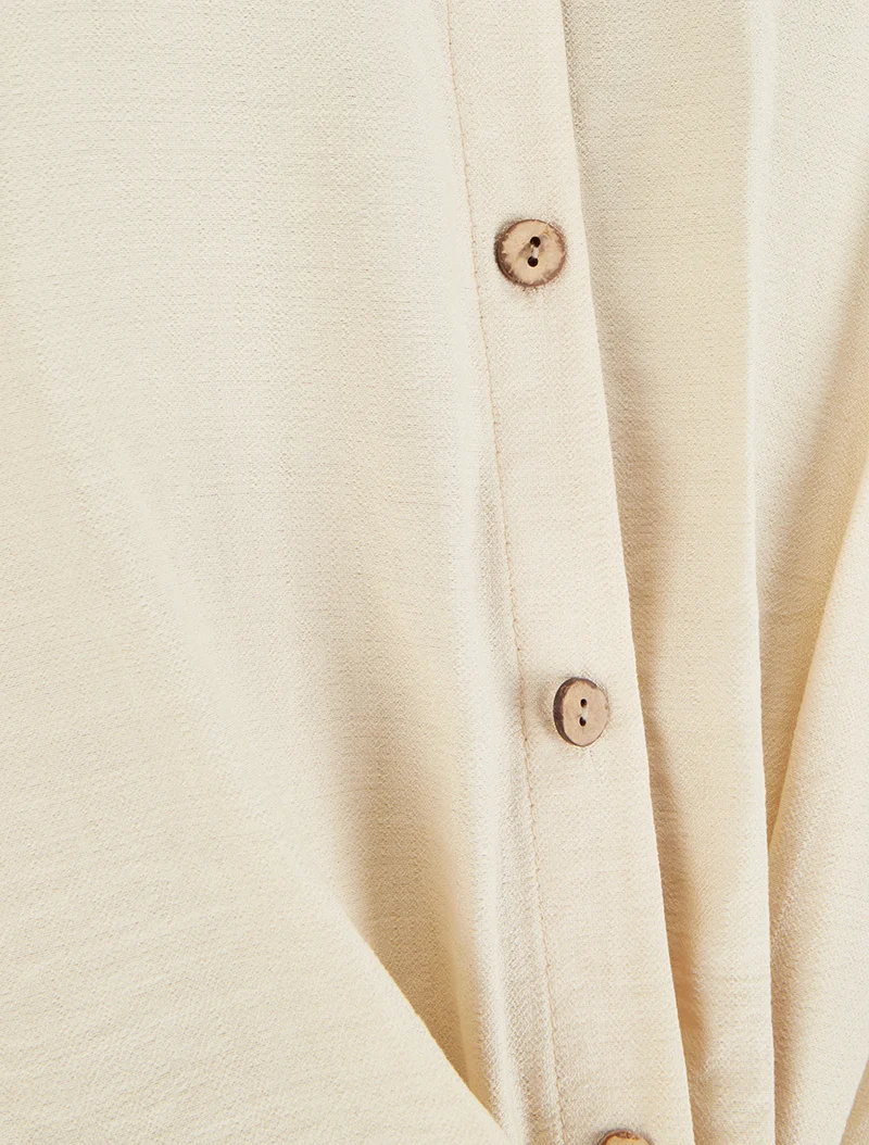 Chemise à nouer ample à manches courtes - Beige