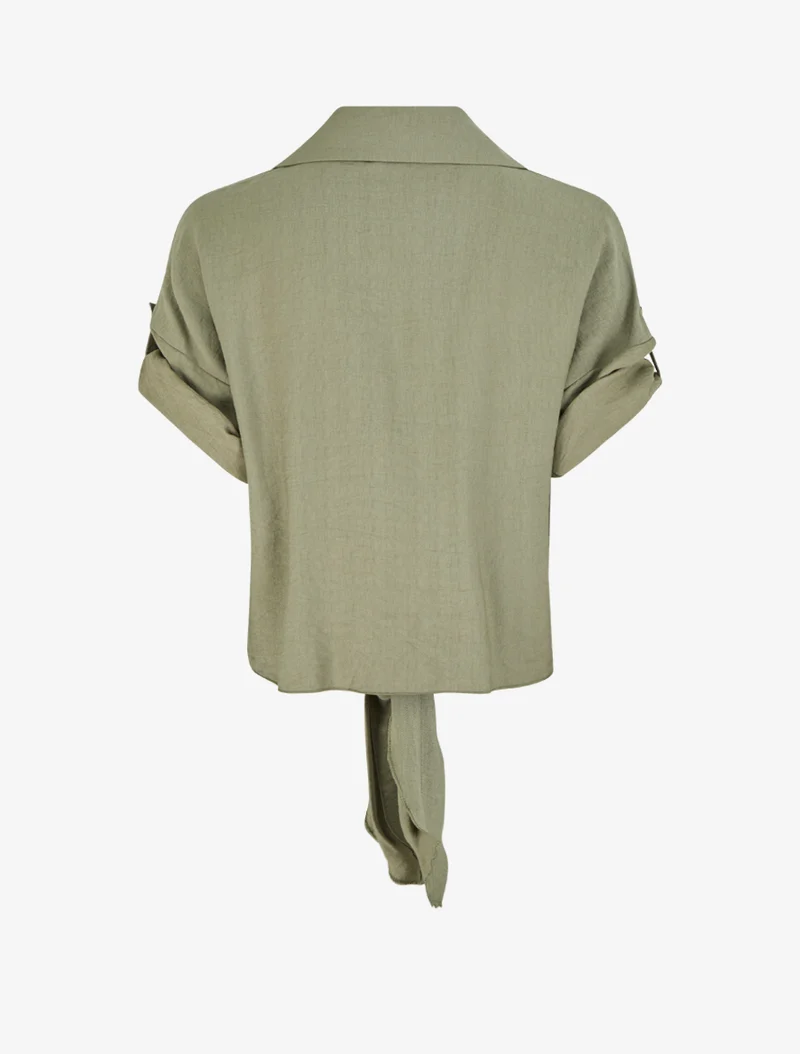 Chemise à nouer ample à manches courtes - Kaki