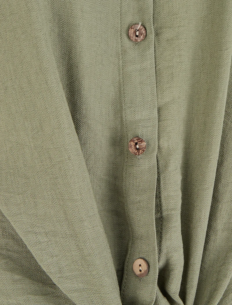 Chemise à nouer ample à manches courtes - Kaki