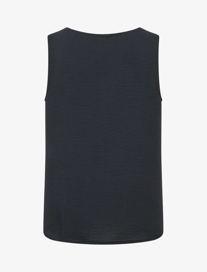 Top uni sans manches à col V - Bleu nuit