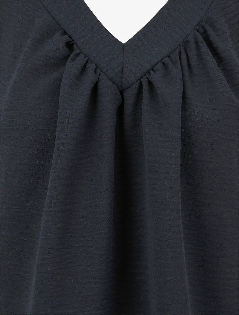 Top uni sans manches à col V - Bleu nuit