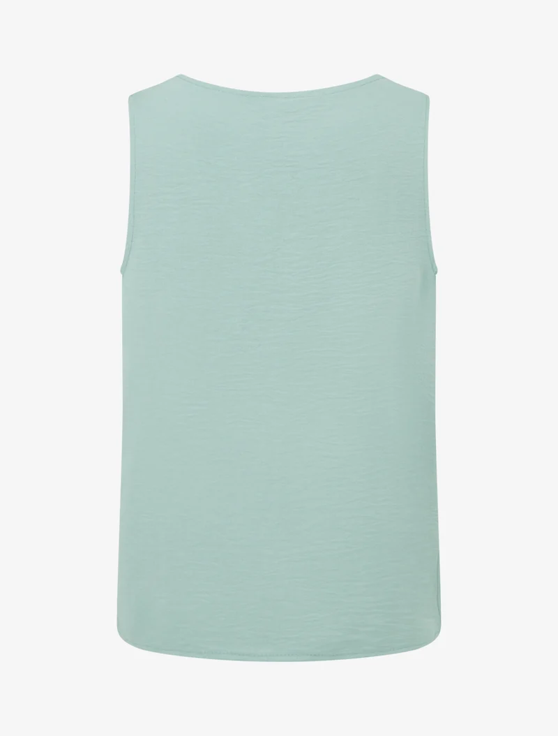 Top uni sans manches à col V - Vert d'eau