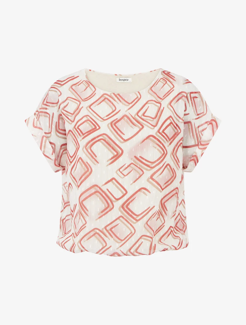 Top boule manches courtes à motifs graphiques - Rouge