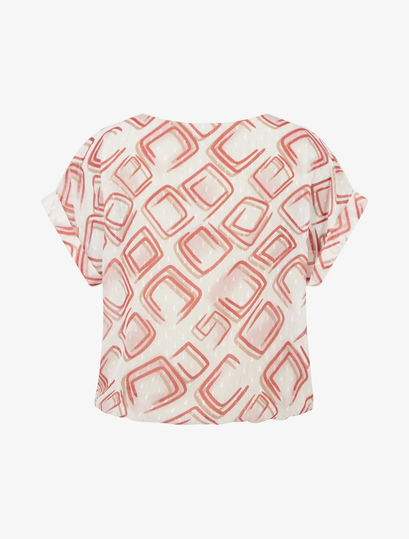 Top boule manches courtes à motifs graphiques - Rouge