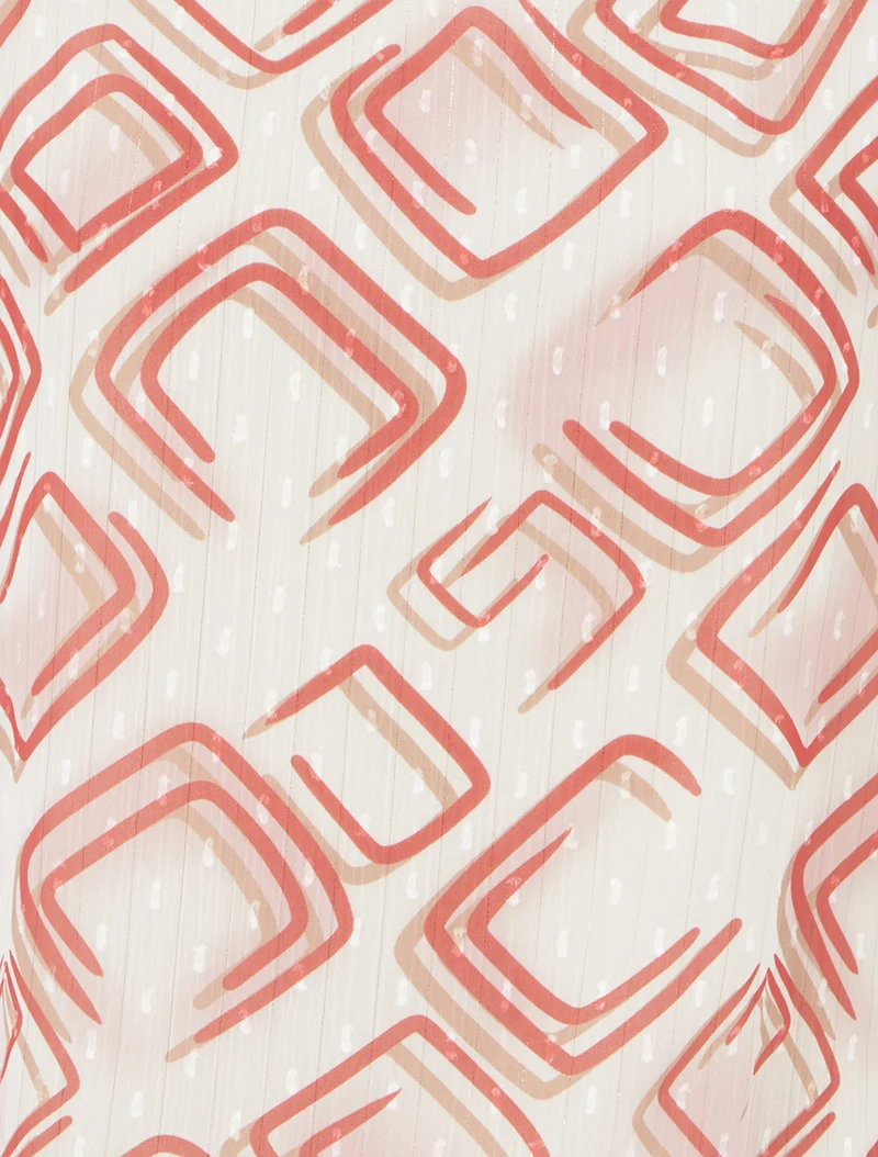 Top boule manches courtes à motifs graphiques - Rouge