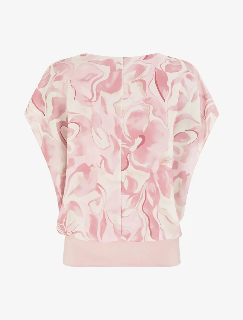 Top droit manches courtes imprimé floral - Rose
